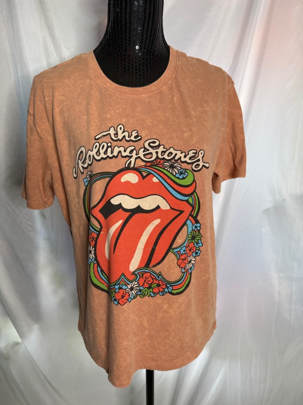 the Rolling Stones orange Graphic Short Sleeve Tee